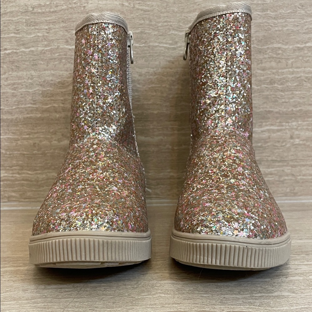 CAT & JACK NWOT Girls Size 3 Gold Glittery Multicolor Comfy Boots - Picture 6 of 10